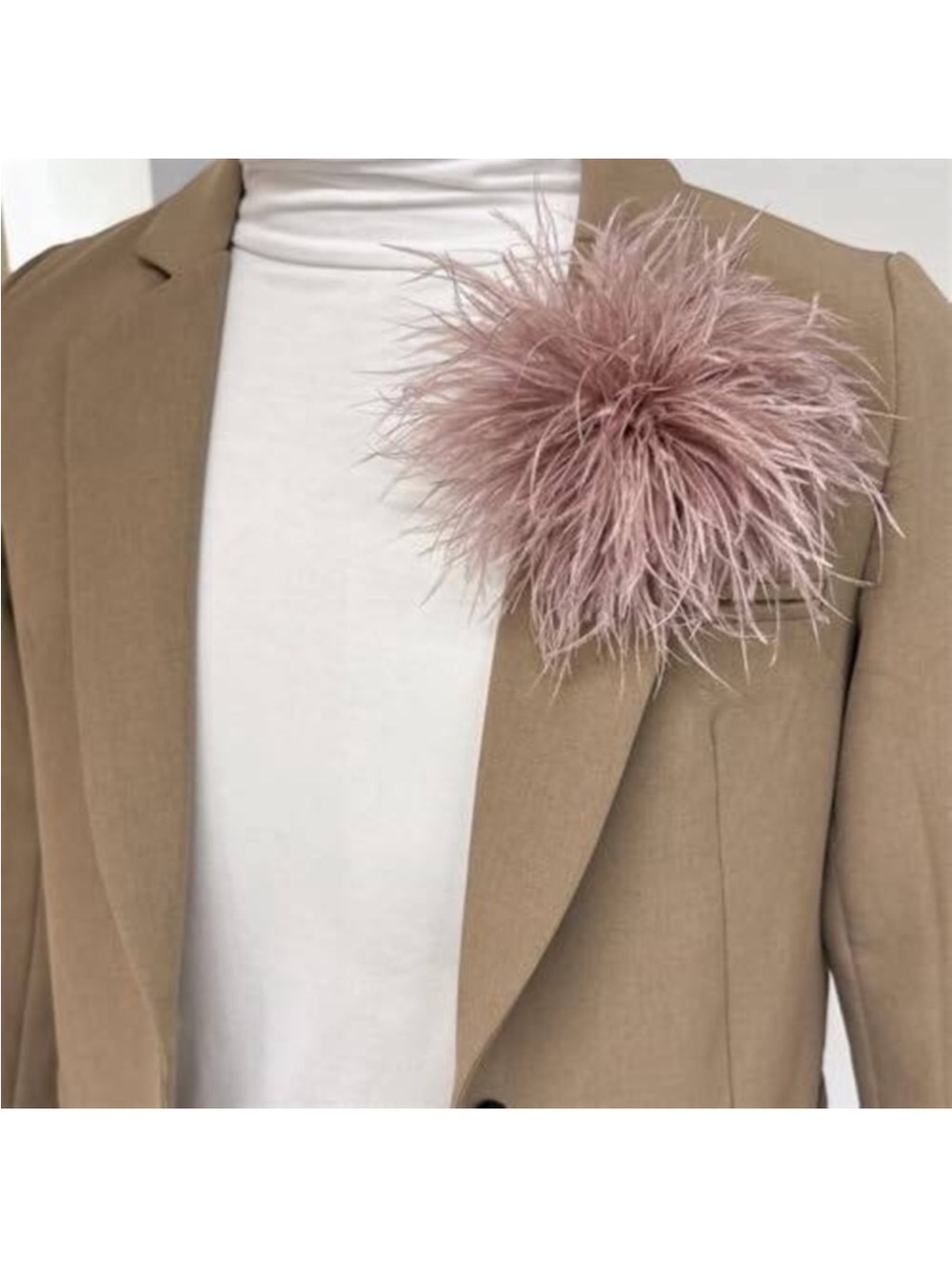 Dusty Rose Ostrich Feather Brooch Pin Vintage Style Floral Corsage Accessory